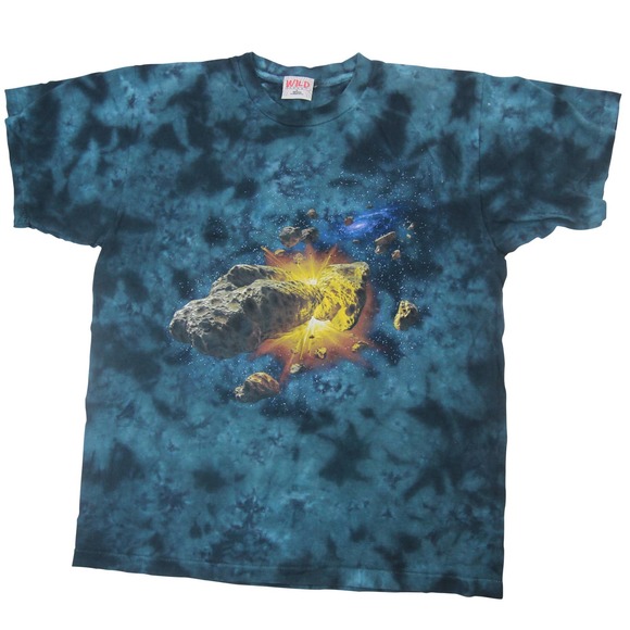 Vintage Astroid Collision Tie Dye Graphic T Shirt - Picture 1 of 7